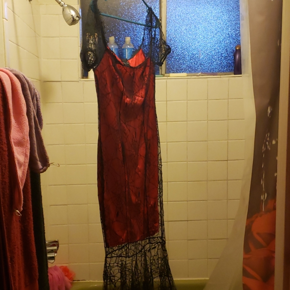 Gothic Red and Black Halloween Vampire Dress